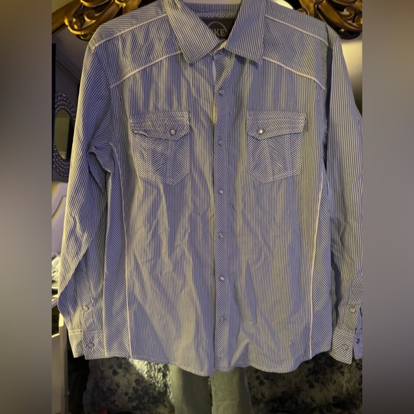 BKE Blue Striped Button-Up Shirt - Picture 1 of 7